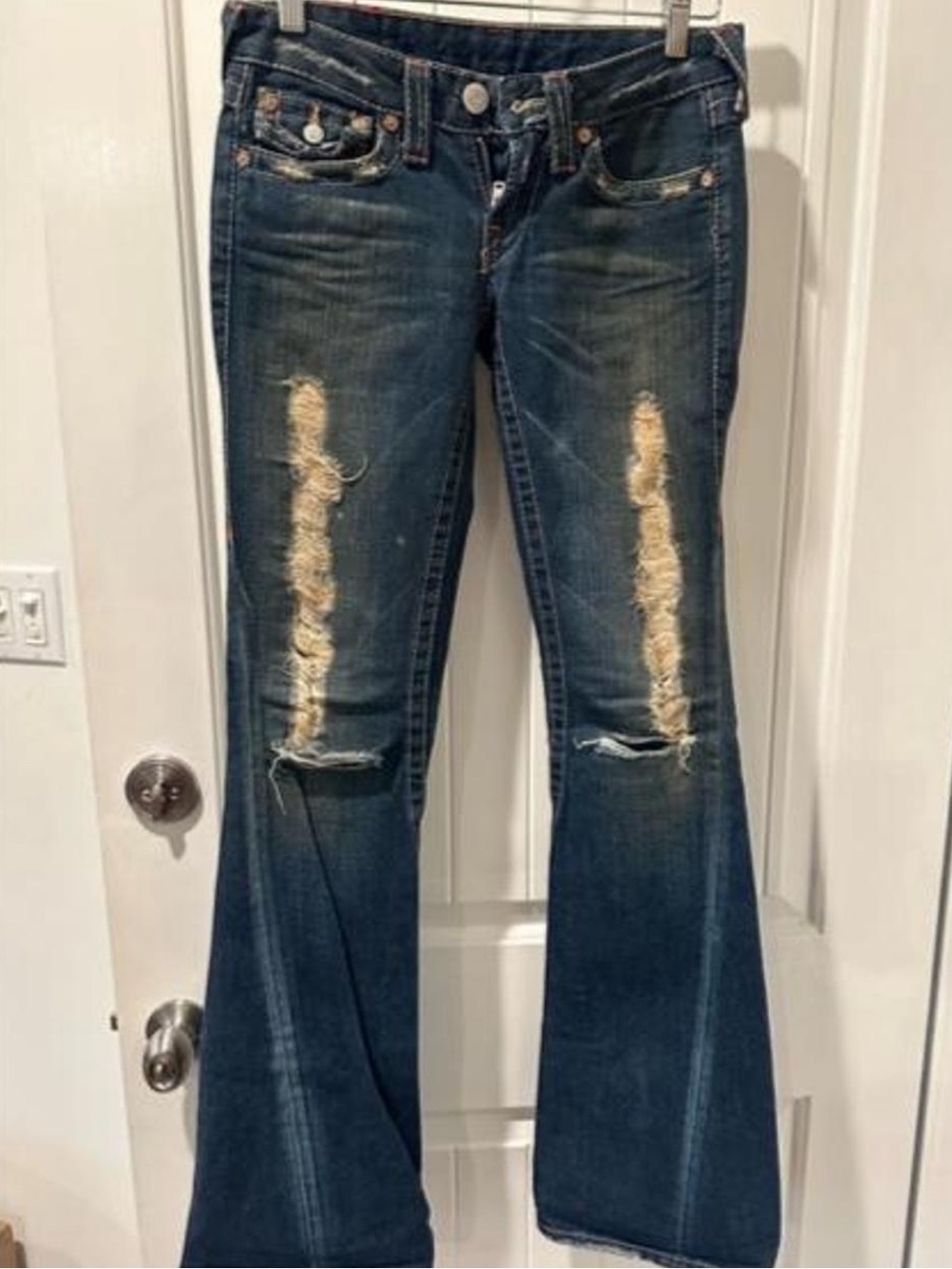 true religion 2005 vintage ripped flare jeans